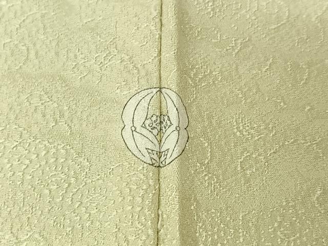 平和屋着物▽上質な色無地　単衣　雲重ね花地紋　若芽色　正絹　逸品　AABL3883jh
