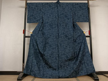 平和屋着物▽本場大島紬　単衣　草花文　正絹　逸品　AABL3886jh