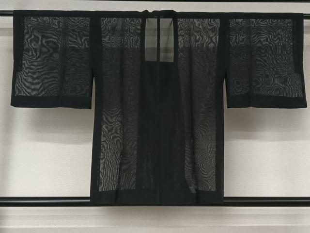 平和屋着物▽道行コート　スリーシーズン　春夏秋　塵除け　縞　黒地　正絹　逸品　AABL3892jh