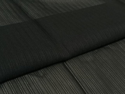 平和屋着物▽道行コート　スリーシーズン　春夏秋　塵除け　縞　黒地　正絹　逸品　AABL3892jh