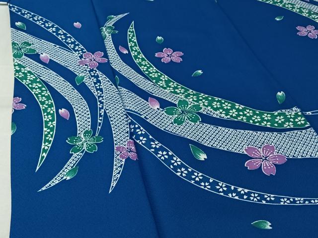 平和屋着物▽小紋　単衣　芝花文　洗える着物　AABL3894jh