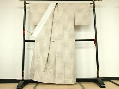 平和屋着物▽上質な紬　単衣　霞文　正絹　逸品　AABL3895jh