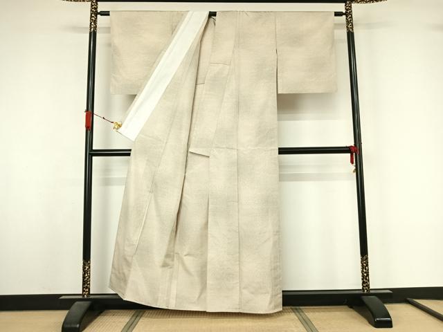 平和屋着物▽上質な紬　単衣　霞文　正絹　逸品　AABL3895jh