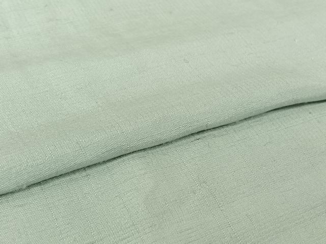 平和屋着物▽上質な紬　単衣　色無地　藍白色　正絹　逸品　AABL3897jh