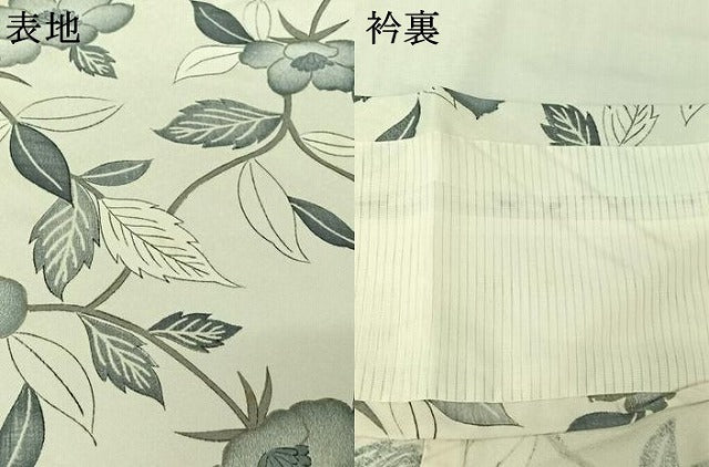 平和屋着物▽上質な小紋　単衣　草花文　金彩　正絹　逸品　AABL3899jh