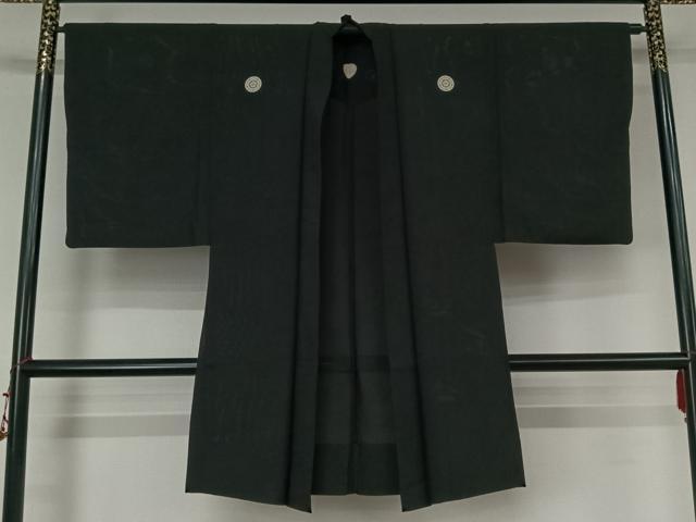平和屋着物▽男性　黒紋付　長羽織　スリーシーズン　春夏秋　塵除け　正絹　逸品　AABL3901jh