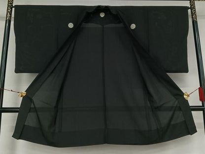 平和屋着物▽男性　黒紋付　長羽織　スリーシーズン　春夏秋　塵除け　正絹　逸品　AABL3901jh