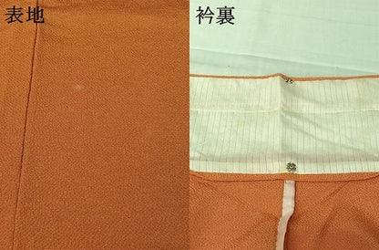 平和屋着物▽上質な色無地　単衣　肉桂色　鬼しぼ縮緬　正絹　逸品　AABL3905jh