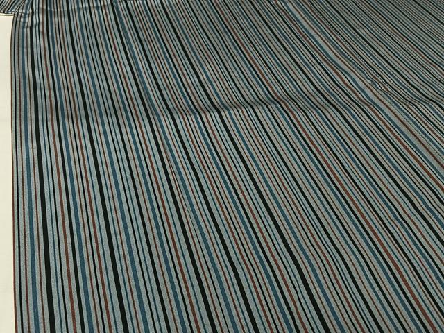平和屋着物▽上質な小紋　単衣　縞　正絹　逸品　AABL3906jh