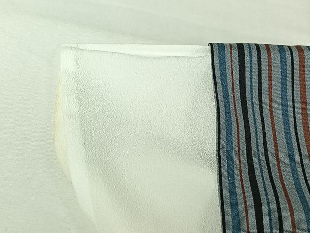 平和屋着物▽上質な小紋　単衣　縞　正絹　逸品　AABL3906jh
