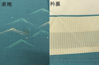 平和屋着物▽訪問着　単衣　紬地　立波文　正絹　逸品　AABL3910jh