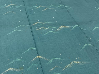 平和屋着物▽訪問着　単衣　紬地　立波文　正絹　逸品　AABL3910jh