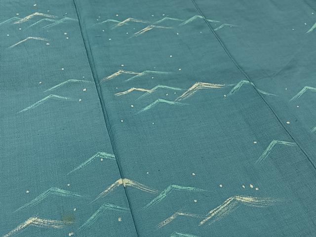 平和屋着物▽訪問着　単衣　紬地　立波文　正絹　逸品　AABL3910jh