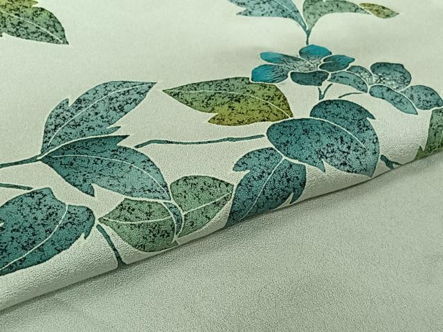 平和屋着物▽訪問着　単衣　刺繍　枝花文　三越扱い　正絹　逸品　AABL3911jh