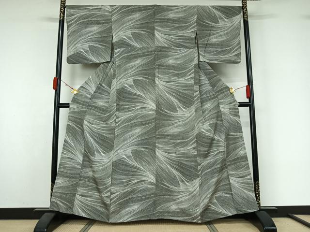 平和屋着物▽上質な小紋　単衣　流水文　正絹　逸品　AABL3912jh