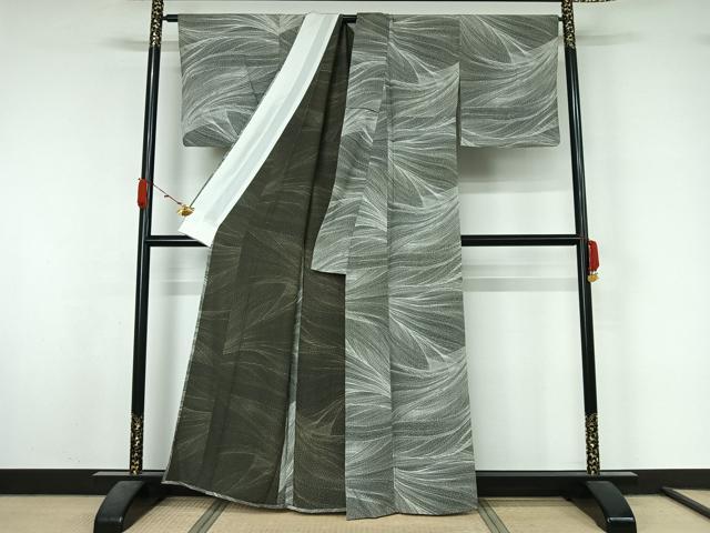 平和屋着物▽上質な小紋　単衣　流水文　正絹　逸品　AABL3912jh