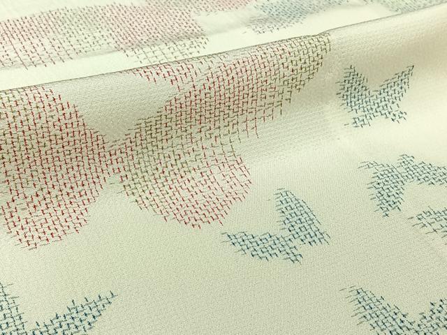 平和屋着物▽お召　単衣　舞蝶文　正絹　逸品　AABL3913jh
