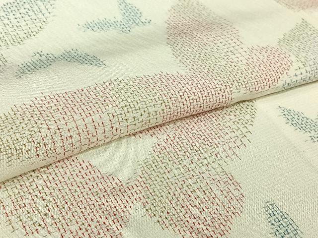 平和屋着物▽お召　単衣　舞蝶文　正絹　逸品　AABL3913jh