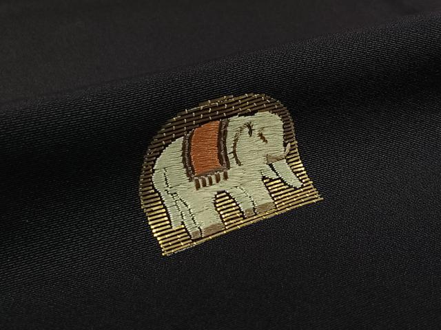 平和屋着物▽訪問着　単衣　総刺繍　竹屋町刺繍　象　金糸　正絹　逸品　AABL3914jh