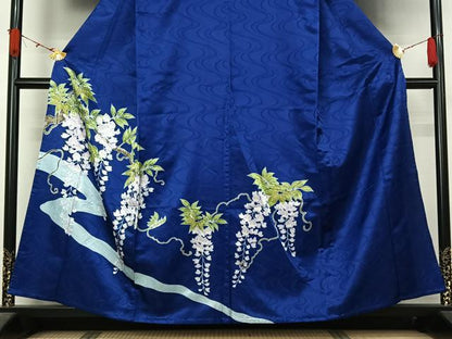 平和屋着物▽訪問着　単衣　流水地紋　銀彩　洗える着物　AABL3920jh