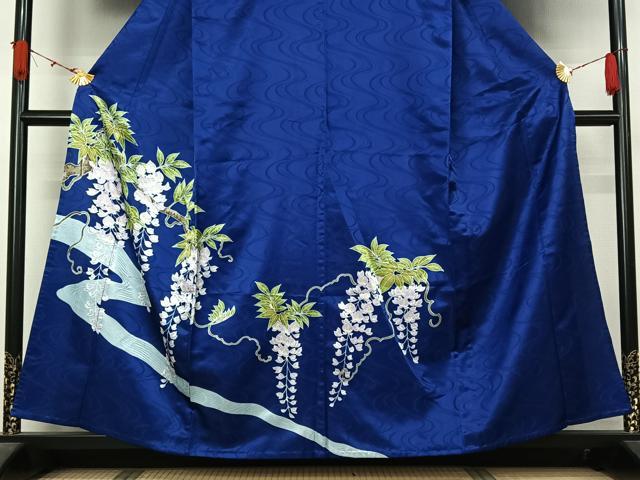 平和屋着物▽訪問着　単衣　流水地紋　銀彩　洗える着物　AABL3920jh