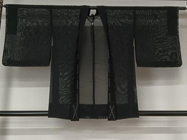 平和屋着物▽羽織　スリーシーズン　春夏秋　塵除け　流水文　黒地　正絹　逸品　AABL3921jh