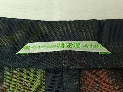 平和屋着物▽道行コート　二部式　スリーシーズン　春夏秋　塵除け　鉄紺色　正絹　逸品　AABL3924jh