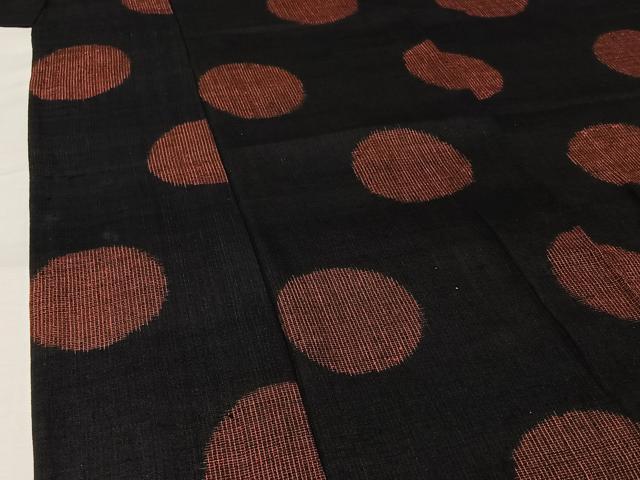 平和屋着物▽結城ちぢみ　単衣　丸文　正絹　逸品　AABL3925jh