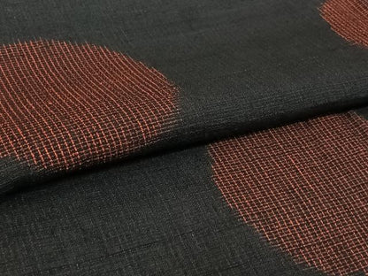 平和屋着物▽結城ちぢみ　単衣　丸文　正絹　逸品　AABL3925jh