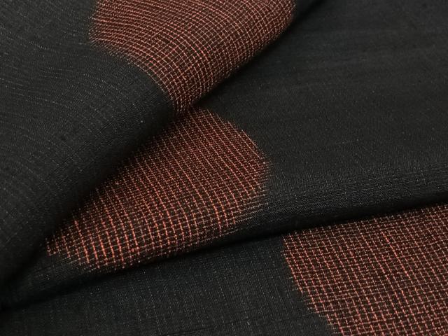 平和屋着物▽結城ちぢみ　単衣　丸文　正絹　逸品　AABL3925jh