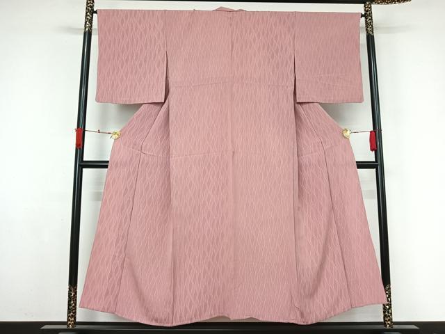 平和屋着物▽お召　単衣　よろけ立涌文　正絹　逸品　AABL3927jh