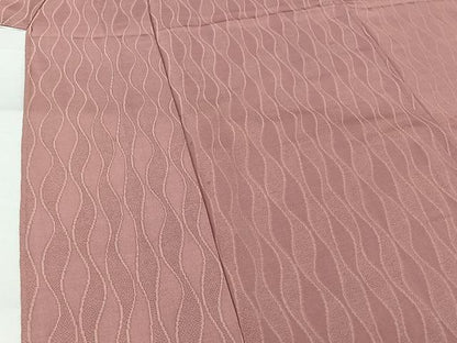 平和屋着物▽お召　単衣　よろけ立涌文　正絹　逸品　AABL3927jh