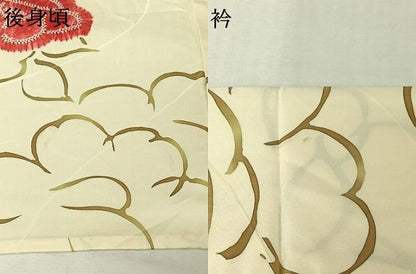 平和屋着物▽上質な小紋　単衣　絞り　草花文　正絹　逸品　AABL3929jh
