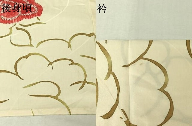 平和屋着物▽上質な小紋　単衣　絞り　草花文　正絹　逸品　AABL3929jh