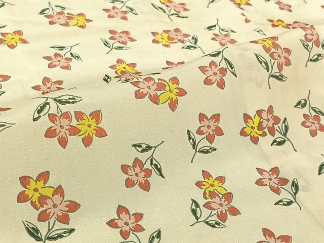 平和屋着物▽上質な小紋　単衣　草花文　正絹　逸品　AABL3932jh