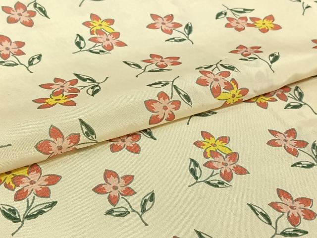 平和屋着物▽上質な小紋　単衣　草花文　正絹　逸品　AABL3932jh