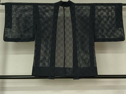 平和屋着物▽羽織　スリーシーズン　春夏秋　塵除け　市松文様　正絹　逸品　AABL3933jh