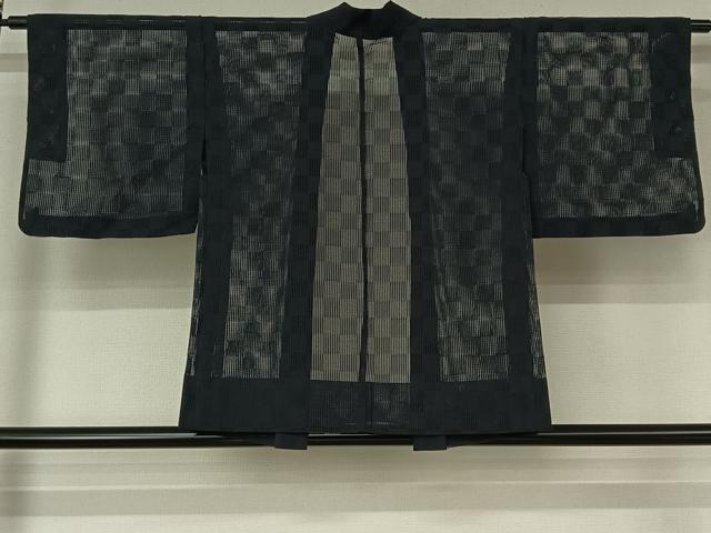 平和屋着物▽羽織　スリーシーズン　春夏秋　塵除け　市松文様　正絹　逸品　AABL3933jh