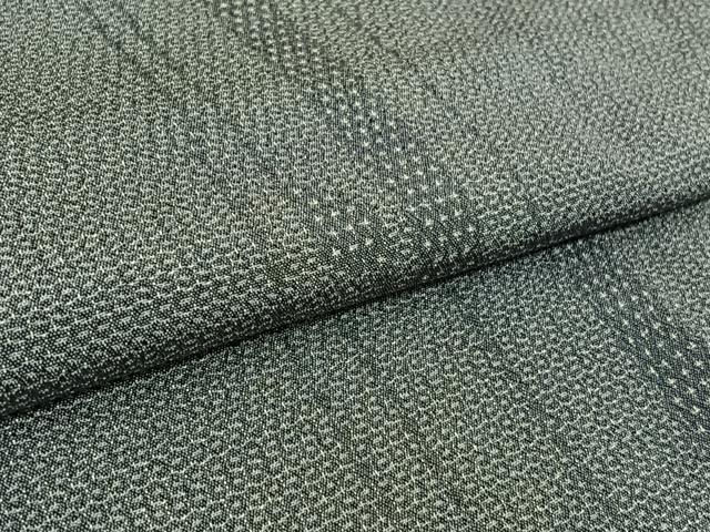 平和屋着物▽本塩沢　単衣　110亀甲　変わり縞　正絹　逸品　AABL3937jh