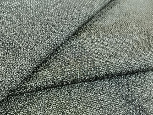 平和屋着物▽本塩沢　単衣　110亀甲　変わり縞　正絹　逸品　AABL3937jh