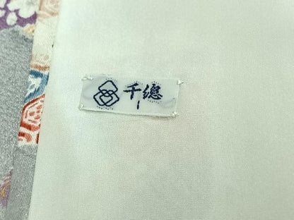 平和屋着物▽創業460年・千總　小紋　単衣　吉祥花文　金彩　正絹　逸品　AABL3938jh