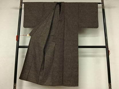 平和屋着物▽男性　小紋　単衣　亀甲絣　AABL3944jh