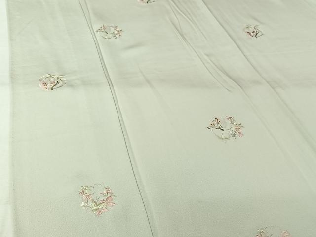 平和屋着物▽訪問着　単衣　総刺繍　花蝶丸文　金糸　正絹　逸品　AABL3945jh