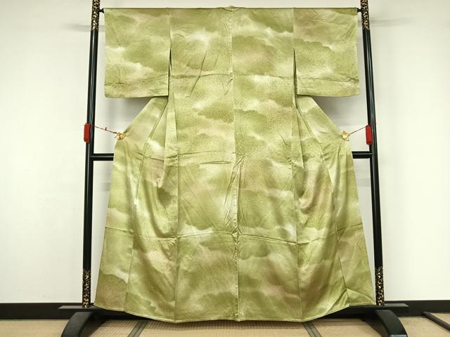 平和屋着物▽上質な小紋　単衣　雲重ね文　暈し染め　正絹　逸品　AABL3948jh