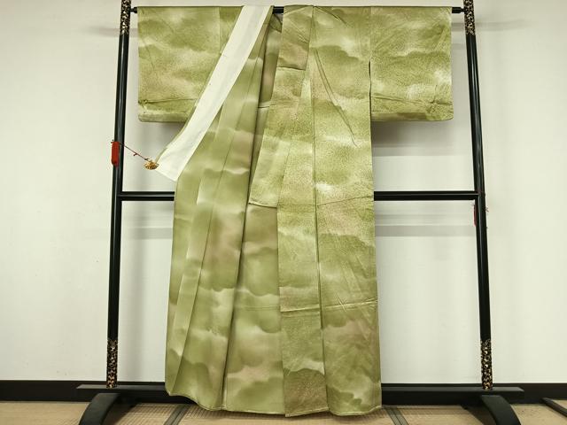 平和屋着物▽上質な小紋　単衣　雲重ね文　暈し染め　正絹　逸品　AABL3948jh