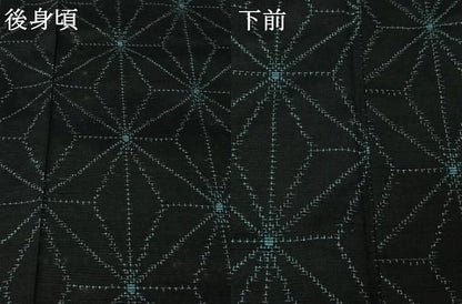 平和屋着物▽上質な紬　単衣　麻の葉文様　正絹　逸品　AABL3950jh