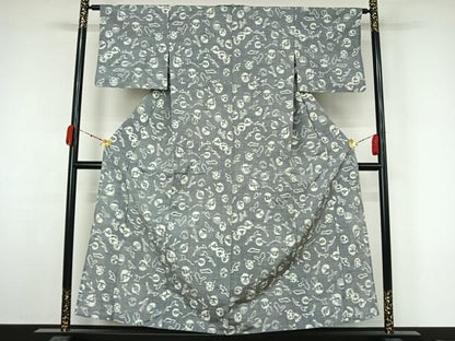 平和屋着物▽上質な紬　単衣　成り物　正絹　逸品　AABL3951jh