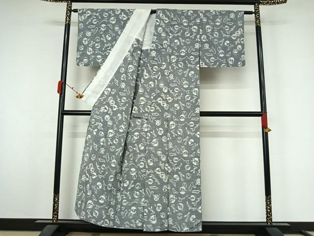 平和屋着物▽上質な紬　単衣　成り物　正絹　逸品　AABL3951jh