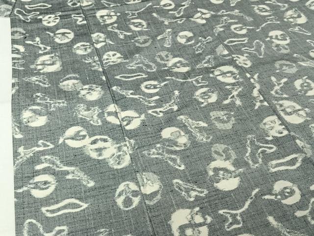 平和屋着物▽上質な紬　単衣　成り物　正絹　逸品　AABL3951jh