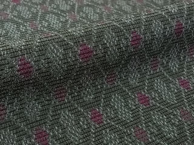 平和屋着物▽お召　単衣　幾何学文様　正絹　逸品　AABL3952jh
